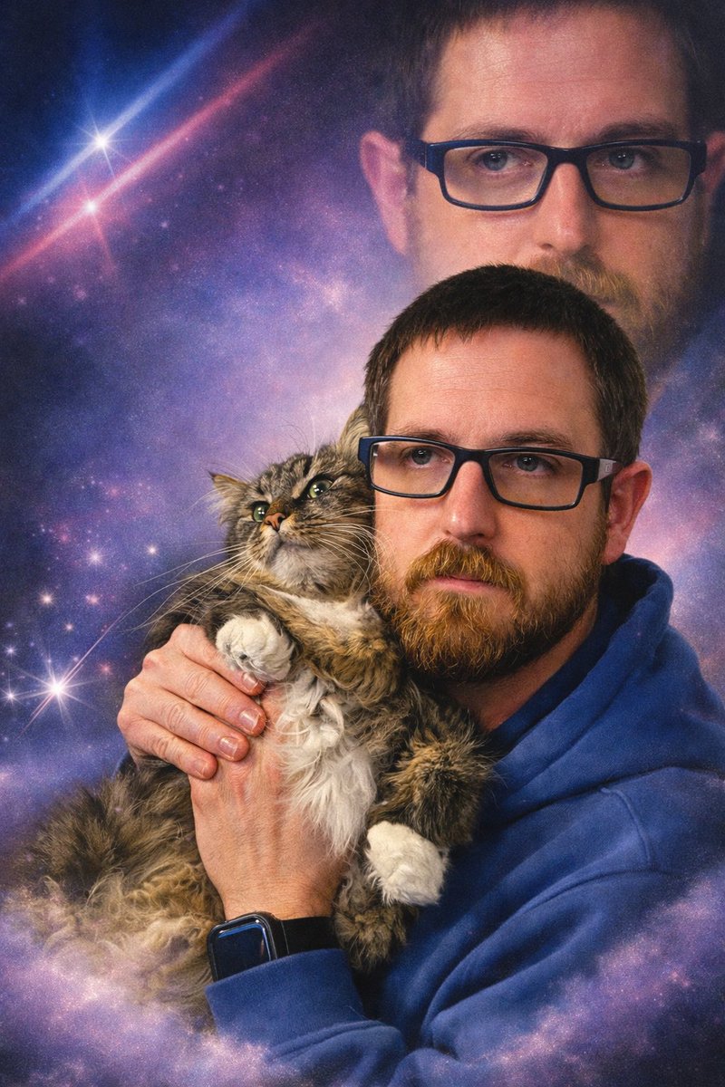 GunGun1989's tweet image. Cat dad 

#90sGlam #CosmicCat #PetPortrait #ThrowbackVibes #CatDad