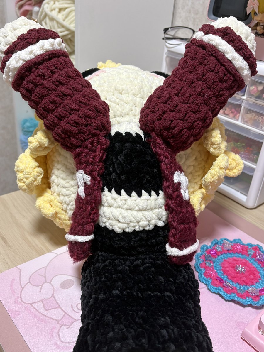 masureier's tweet image. gorg masuki nesoberi i made for one of my lovely supporters &amp;lt;33 thank you so much vy🫶if any would like a crochet neso/omanjyuu of any character, customs are in my kofi shop💗💗 link in bio to buy!! #masukisatou #bandoritwt #MASKING