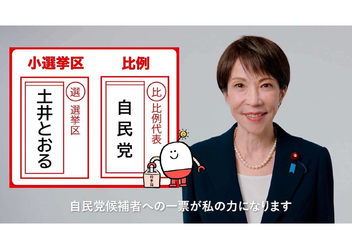 【気を付けて！！！】
期日前投票が始まっています。
投票用紙に間違って記入してしまうと、せっかくのあなたの意思が無効になってしまいます。

※投票用紙は2枚
※小選挙区には「土井とおる」
※比例には「自民党」

日本の未来の為に、みなさまのお力を貸してください！

#土井とおる #土井亨