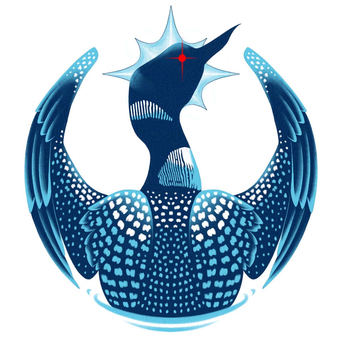 NikFirestarter's tweet photo. I've been seeing so many artists doing renditions of not only the Rebel Loons, but also other state Rebel Birds, and I'm loving this trend so much. I had to do a Rebel Loon of my own 💙🩵🤍 using our Minnesota state flag colors. https://t.co/5TqX9oiLKE