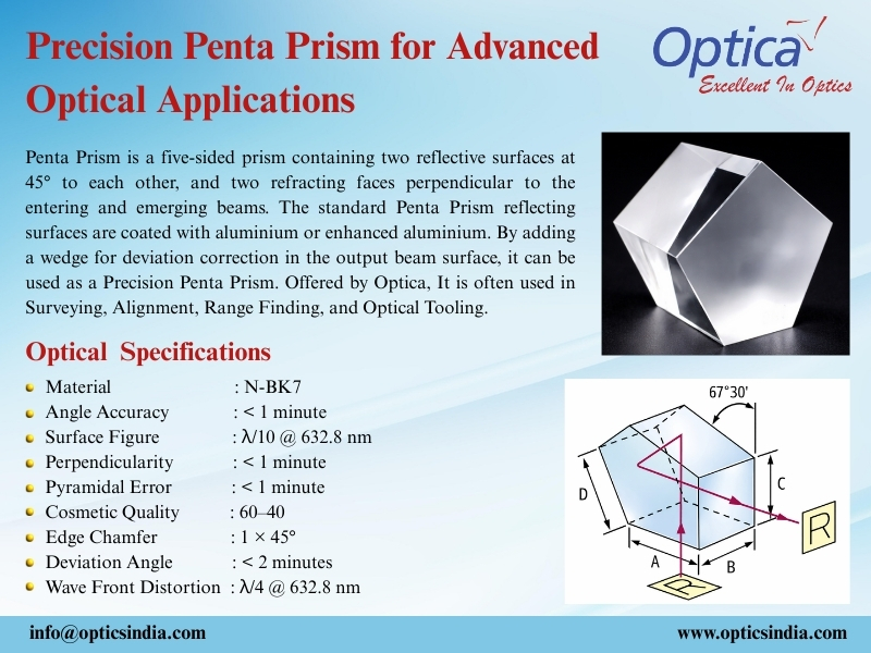 🔍 Precision Penta Prisms by Optica—engineered for accurate beam deviation and reliable performance in surveying, alignment, and advanced optical applications.
#Optica #PrecisionOptics #PentaPrism #OpticalComponents #AdvancedOptics #OpticalEngineering #AlignmentTools #Photonics