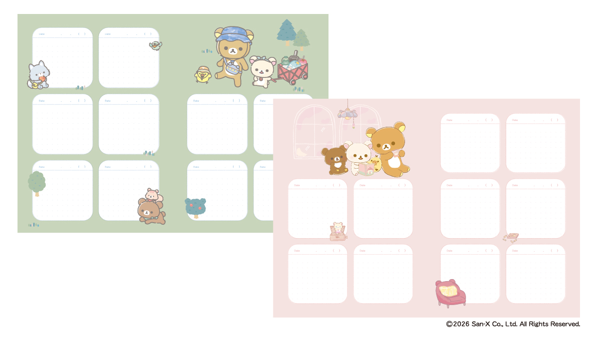 MdN_Illust's tweet photo. 【発売情報】
リラックマ、コリラックマ、いしよわちゃんの日記帳が同時発売予定📖✍️✨
大人かわいいデザインで、キャラクターたちに癒されながら取り組めます🎶
💚日付フリータイプ
🩷開きやすいコデックス装
🩵全ページデザインが変化 https://t.co/ucp851tqN4