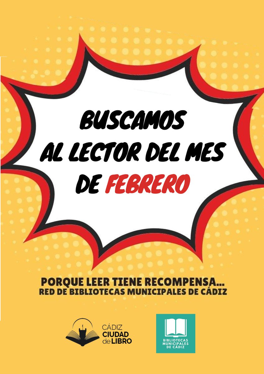 BMCadiz's tweet photo. 📚Ya estamos buscando a nuesto #LectordelMes de Febrero, porque para nosotras la #lectura es una forma de vida, y para ti también
Infórmate en tu #biblioteca más cercana https://t.co/7cMTXTKT5r