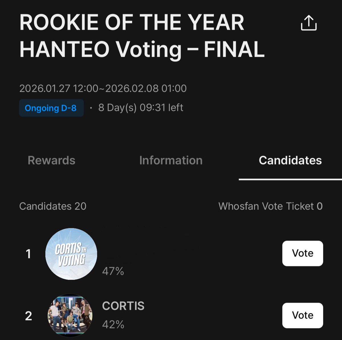 🚨🚨 เราหล่นมาอยู่ที่อันดับ #2 แล้ว 🚨🚨
🚨🚨 เราหล่นมาอยู่ที่อันดับ #2 แล้ว 🚨🚨
🚨🚨 เราหล่นมาอยู่ที่อันดับ #2 แล้ว 🚨🚨

• 1 โหวต = 1 🎟
• รับตั๋วผ่านการดู ads และทำมิสชั่น
• จำกัดการโหวตต่อวัน

🕐 ปิดโหวตวันที่ 8 ก.พ. 69
🔗 VOTE: whosfan.com/ranking/6976f3…

#CORTIS #코르티스