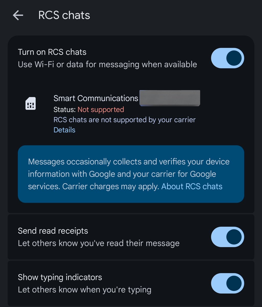 Curve251's tweet photo. RCS has been officially discontinued in the Philippines, following Smart's decision to join Globe in disabling the feature. https://t.co/IkNOPKxXBP