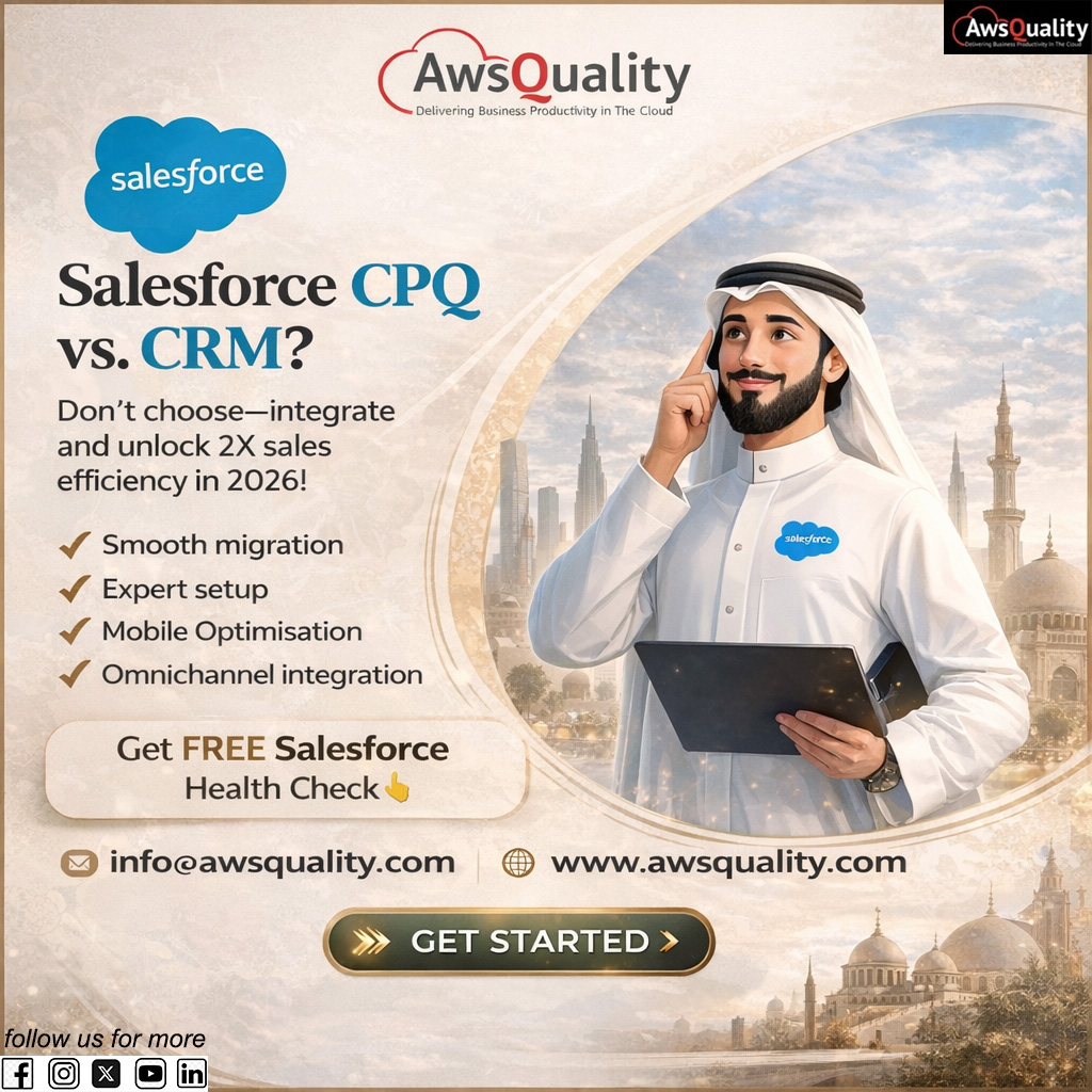 awsquality's tweet image. Salesforce CPQ vs CRM — Why choose one?

🎯 FREE Salesforce Health Check
📧 info@awsquality.com | 🌐 awsquality.com

#SalesforceGCC #SalesforceCPQ #SalesforceCRM #GulfTech #UAEBusiness #SaudiBusiness #DigitalTransformation #BusinessGrowth #AwsQuality