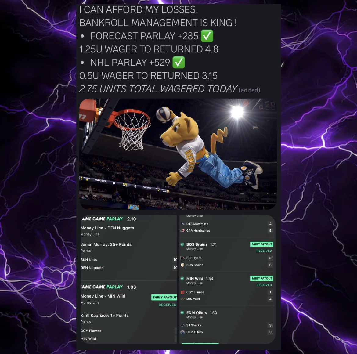 FightFiends's tweet image. BANKROLL MANGEMNET IS KING 😈👑
#GAMBLINGX #MILEHIGHBASKETBALL