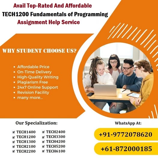 ShirleyNicole26's tweet photo. Acquire our TECH1200 Fundamentals of Programming assignment help services today at best prices and excel your academics with A+ grade.
#TECH1100 #TECH1200 #TECH1300 #TECH1400 #TECH2100 #TECH2200 #AssignmentHelp #Kaplan #AustraliaAssignmentHelp #KaplanBusinessSchool #CourseHelp https://t.co/fBLbrAfvXa