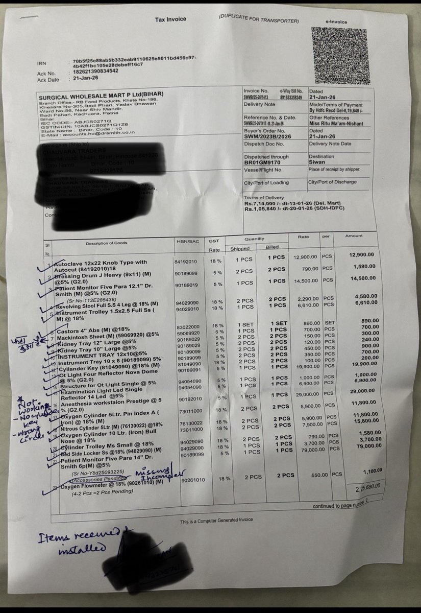 RamRspk's tweet photo. @drsmithsurgical very bad service items and accessories missing/damaged .even wrong bills faulty items they are shipping.not picking up call and not responding https://t.co/4YcLB5rdgf