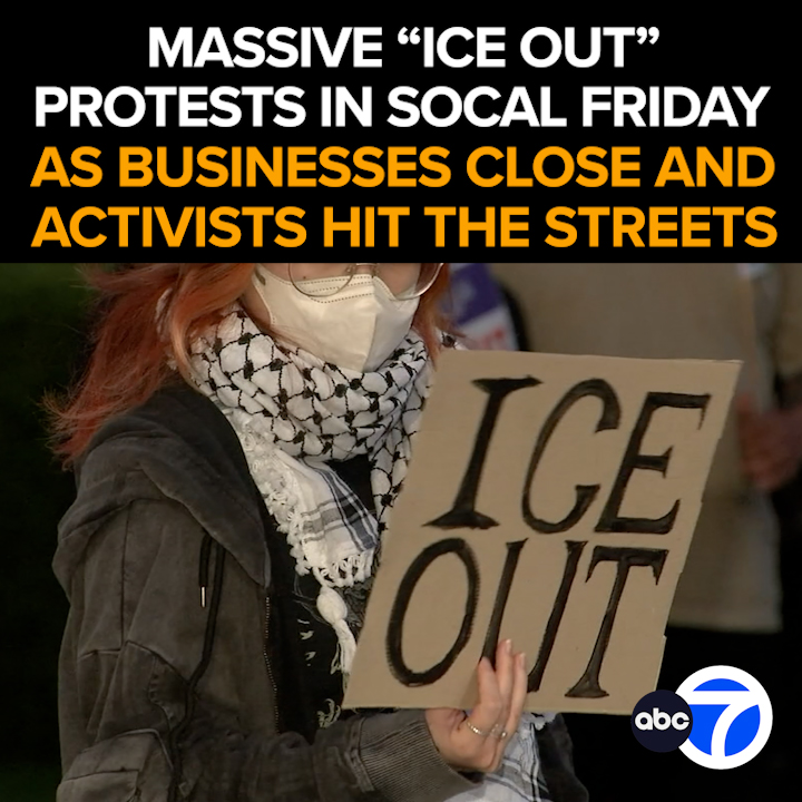 ABC7's tweet photo. Anti-ICE activists are planning a massive protest Friday as thousands hit SoCal streets in an "ICE Out" action. Supporters encourage a general strike with no work and no shopping. The preps tonight and the concerns for tomorrow. Tonight at 11 from ABC7.  https://t.co/dickjXsJVa https://t.co/TBNTYd76nN