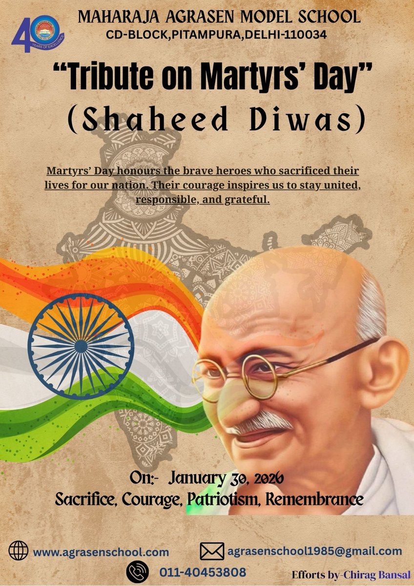 agrasen_model's tweet photo. A tribute to Bapu and an opportunity to reflect on the timeless values of truth,non-violence, and peace that he stood for. In solemn silence, we remember our martyrs. Their sacrifice lives on in our freedom.
#MartyrsDay #TwoMinutesForTruth @GandhiSmriti_ https://t.co/czfgejNWMn