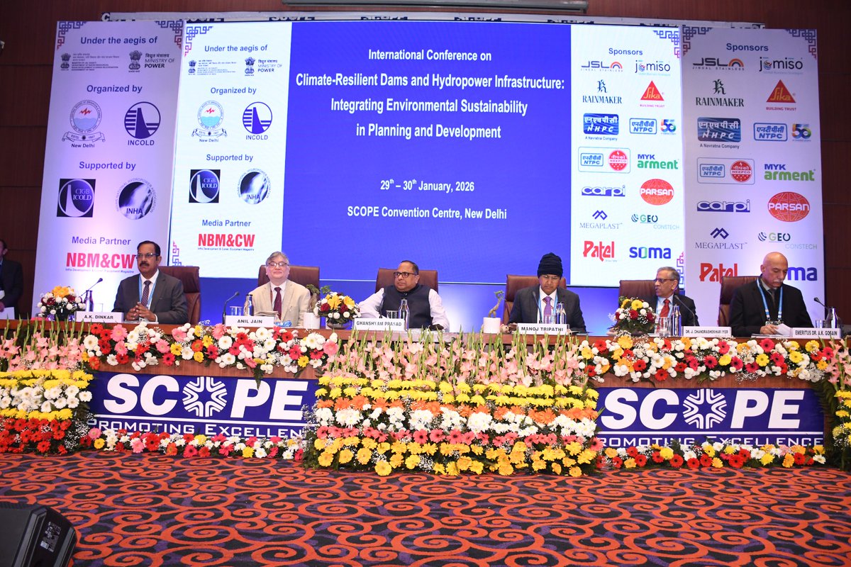 On 29.01.2026, Er. Manoj Tripathi, Chairman, BBMB alongwith the other officers of BBMB attended the Conference on ‘Climate-Resilient Dams and Hydropower Infrastructure: Integrating Environmental Sustainability in Planning and Development’ organized by INCOLD and CBIP at New