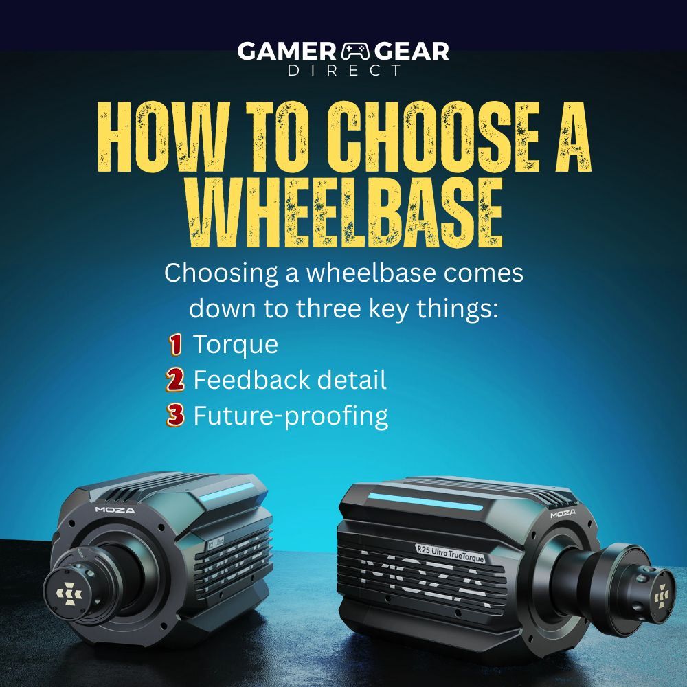 Choosing a wheelbase comes down to three key things:

 1️⃣ Torque
 2️⃣ Feedback detail
 3️⃣ Future-proofing

If you want a setup you’ll love for years, aim for at least 8–12Nm.

If you're going pro-level — 15–25Nm is the sweet spot.