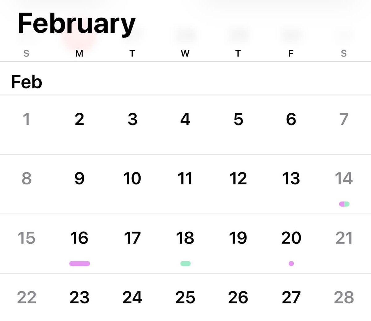 todayyearsold's tweet image. Because February 2026 begins on a Sunday in a non-leap year, the entire month fits perfectly into 4 clean weeks. No extra row.

The next time this will happen is 2037.