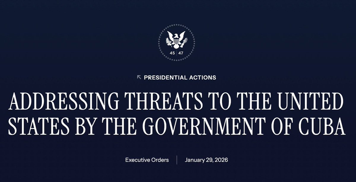 🇺🇸🇨🇺 Trump Declares National Emergency on Cuba... Tariffs Incoming for Any Oil-Supplying Nations

The executive order cites Havana's support for China, Russia, Iran, Hamas, and Hezbollah. 

Any nation selling or providing oil to Cuba now faces additional tariffs.

Panama Canal