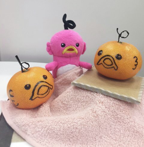 ワーーキャーー！！！ コタツのミカンに ぼくの顔がかいてあるシ