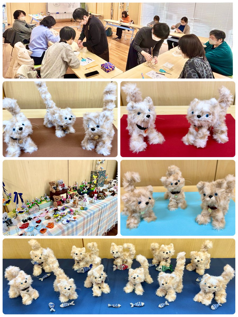 今日は #大人クラフト #太モールでつくるネコ を開催❣太～い #モール を曲げたりねじったり、毛をカットして、目・鼻・ヒゲを付け、首輪を巻いて完成～❣沢山の可愛いネコが出来上がりました☺先生より、キラキラモールのお魚もプレゼントして頂きました。
#荏田コミュニティハウス　#モールJunさん