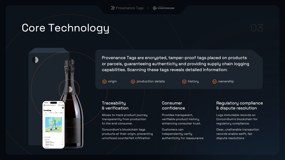 Provenancetags's tweet photo. Digital Product Passports are moving from “innovation projects” to regulatory infrastructure.

With the EU Ecodesign for Sustainable Products Regulation coming into force, brands selling into Europe will be required to provide reliable, verifiable data on product origin, materials, lifecycle, and circularity.

A Digital Product Passport is not a landing page.
It is a persistent digital identity for a physical product — one that must remain trustworthy for decades, across ownership transfers, resale, repair, and recycling.

This applies across multiple sectors:
fine wines and spirits, luxury goods, pharmaceuticals, industrial equipment, art, and high-value components where authenticity, compliance, and provenance are critical.

This has direct implications for technology choices.

QR codes alone are not sufficient for regulated DPPs.
They are easy to copy, redirect, and spoof, and they cannot provide a secure binding between the physical product and its digital identity.

NFC enables that binding.
When combined with secure identity and cryptographic verification, NFC allows the product itself to prove what it is — not just point to information about it.

At Provenance Tags, we anchor Digital Product Passports using:
• NFC-based product interaction rather than QR
• Concordium as a Layer-1 blockchain with built-in identity
• Privacy-preserving verification using zero-knowledge proofs
• Protocol-level trust, not platform-level trust

@Concordium identity layer enables regulated use cases without exposing personal or commercial data, while still allowing verification of authenticity, ownership, and compliance. Zero-knowledge proofs ensure that only the required facts are proven — nothing more.

We see DPPs as infrastructure, not features.
When done correctly, they support compliance, trust, circularity, and long-term product value — all anchored to the product itself.

Early adoption is no longer about experimentation.
It is about being technically and structurally ready for the new standard.