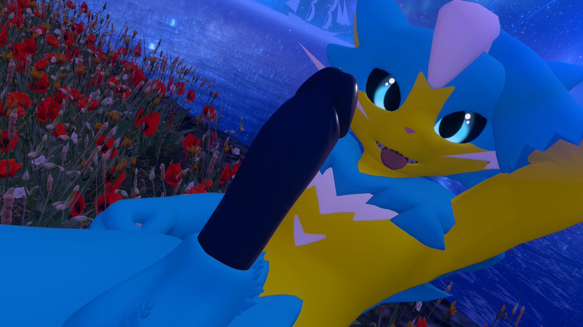 Kyobi4's tweet image. My zeraora in VRC! Me being silly, then showing the goods &amp;gt;;3