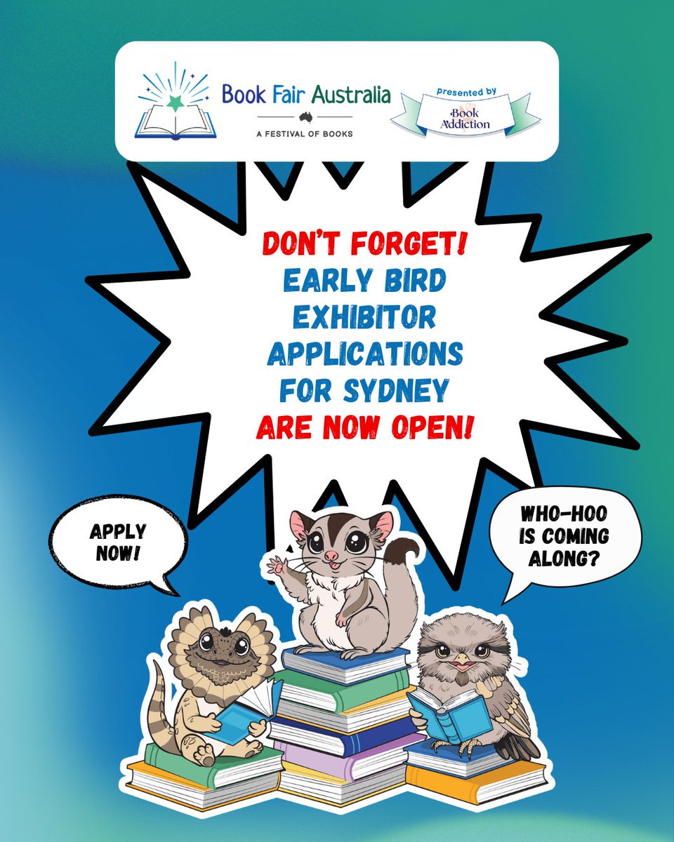 Authors &amp; bookish vendors  📢: this is your chance to get in front of readers! ❤️

Book Fair Australia Sydney 2026, presented by Book Addiction, is now accepting exhibitor applications. Apply now for a discounted rate: bookfairaustralia.com/exhibitorappli…