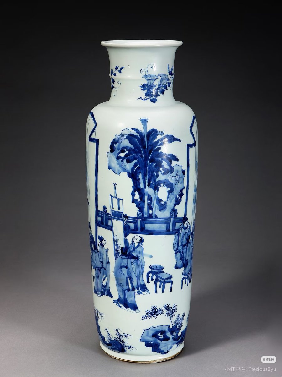每日国宝｜清· 青花人物纹棒槌瓶