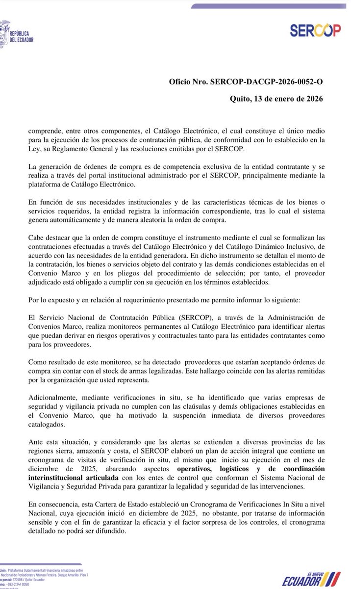 <a href="/SERCOPec/">SERCOP 🇪🇨</a> 🔴🔴🔴
Este tipo de acciones d <a href="/SERCOPec/">SERCOP 🇪🇨</a> giran en torno a nuestras denuncias✅
Apliquen lo q dispone convenio marco: SUSPENDAN de catálogo electrónico a las empresas q no tiene capacidad operativa en lo q respecta a las armas LETALES
👉Guayaquil <a href="/ep_segura/">Segura EP Guayaquil</a>