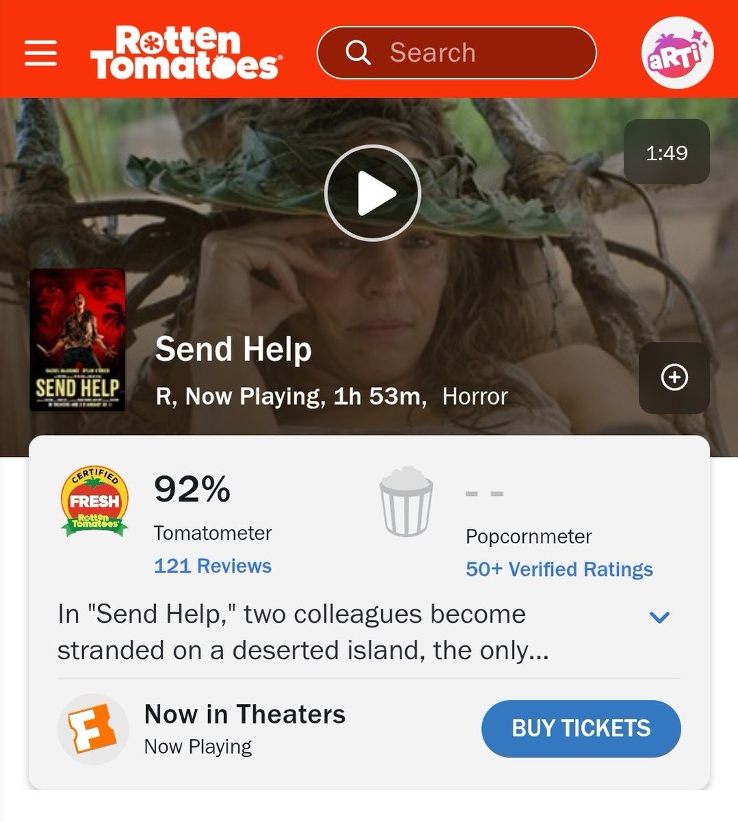 DiscussingFilm's tweet photo. Sam Raimi’s ‘SEND HELP’, starring Rachel McAdams &amp; Dylan O'Brien, is now Certified Fresh on Rotten Tomatoes at 92%

Read our review: https://t.co/5AAU71Ca53 https://t.co/aoH8phkssH
