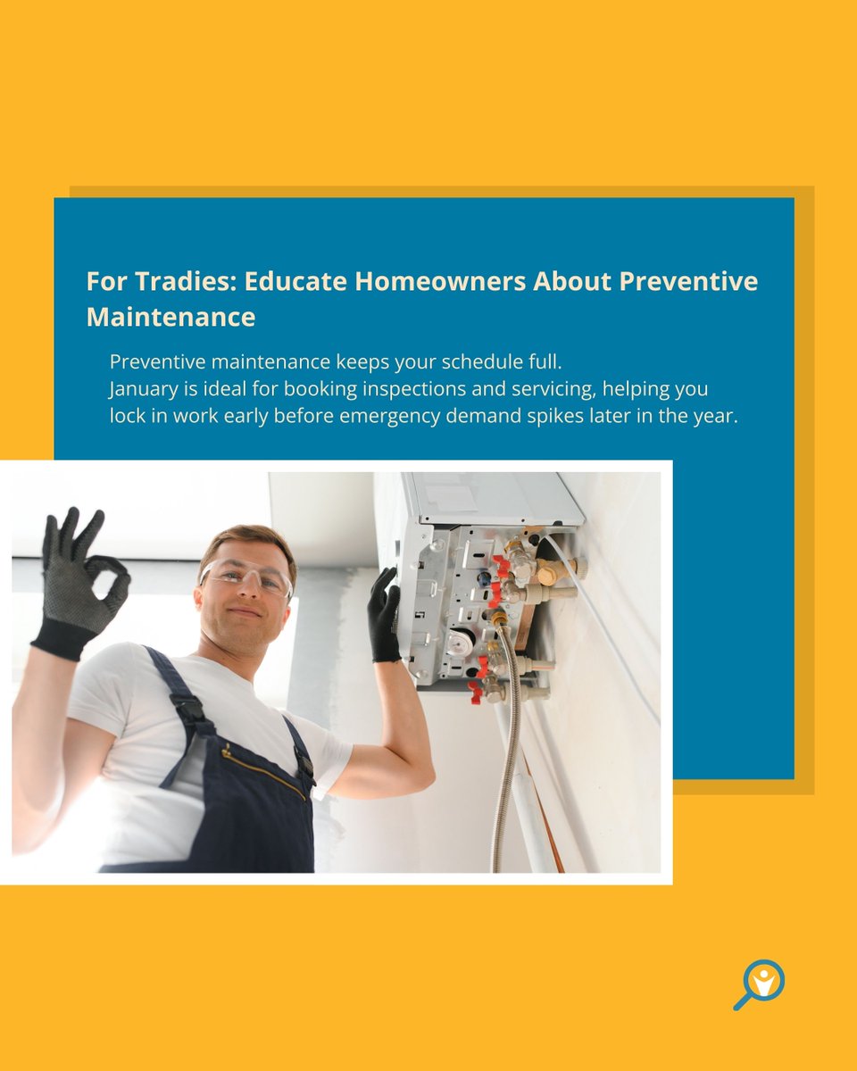 serviceoz's tweet photo. Many homeowners start the year wanting to avoid costly surprises later.
Preventive maintenance jobs—like servicing, inspections, and minor repairs—are easier to schedule in January before peak seasons hit. https://t.co/0DYVAIxvcY