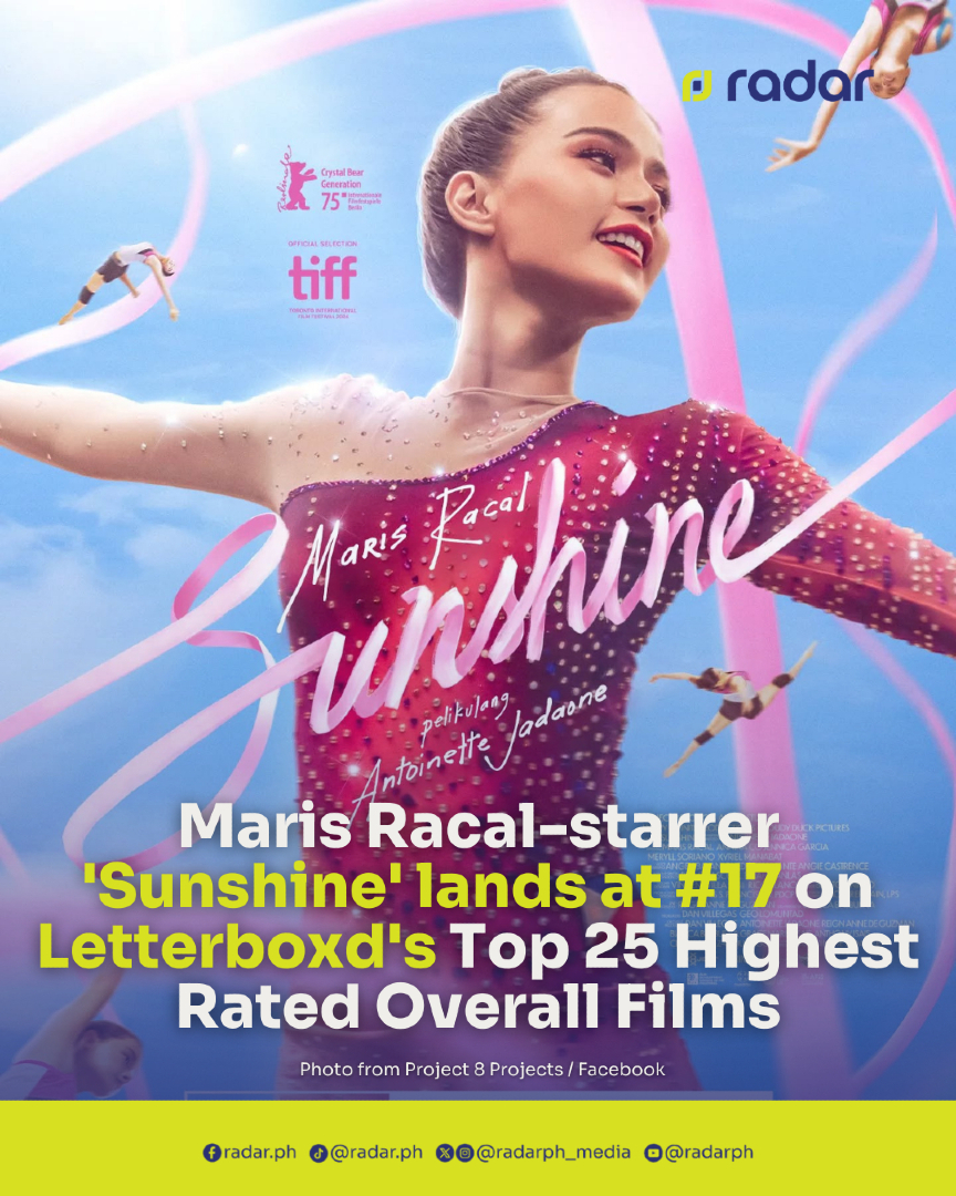 radarph_media's tweet photo. A massive win for Philippine cinema! 🇵🇭

The Maris Racal-led film "Sunshine" has officially dominated Letterboxd’s 2025 Year in Review, landing a staggering five global rankings. Most notably, it secured #17 on the Top 25 Highest Rated Overall Films—making it the only Filipino film to break into the global top tier this year!

This isn't just a win; it’s a massive "flex" on the world stage. Check out the full Letterboxd scorecard for Sunshine:

#17 Highest Rated Overall Film (Global)
#5 Highest Rated Narrative Film by a Woman Director
#6 Highest Rated Asian Film
#7 Highest Rated Drama of the Year
#9 Most Hearts to Views (meaning those who watch it, absolutely love it!)

Major congratulations to Maris, Direk Antoinette Jadaone, and the entire team for bringing this powerful story to light and proving that local stories are world-class.

#radarPH #Sunshine #MarisRacal