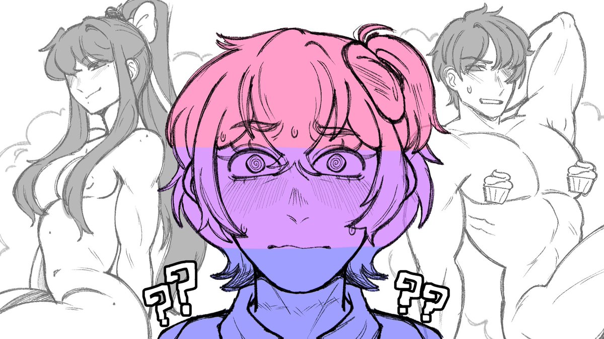 Kaidapai's tweet image. #DDLC #sayonika #MCSayo 

Bi Panic = Double rejection 😛
(They're not that good-looking, Sayori just has a fertile imagination.