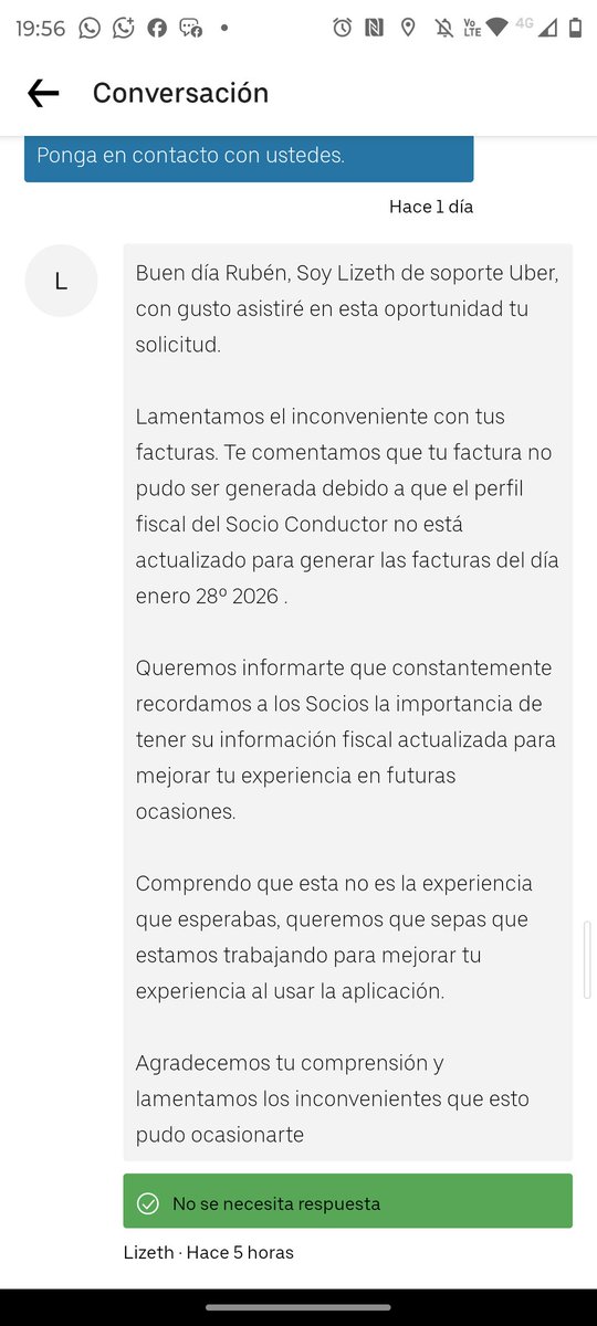 Ruben_RV78's tweet photo. @SATMX pongo una queja de @Uber_MEX  debido a una factura que no me han emitido y su respuesta fue la siguiente, considero que no es justo, si sus socios no tienen su perfil actualizado deberían bloquearlos. necesito de su apoyo para la generación de mi factura. https://t.co/CbczGccZGr