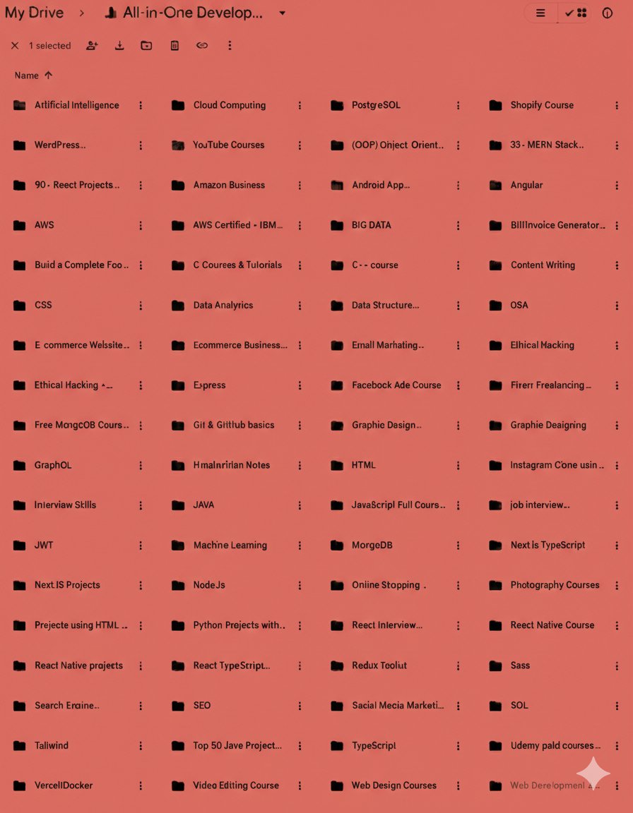 Become a Full-Stack Developer — for FREE!

Everything you need to go from Beginner → Pro 👇

🟧 HTML → React → Next.js
🟧 Node.js → APIs → TypeScript
🟧 Python → SQL → AWS
🟧 DSA → OOP → JWT
🟧 35+ MERN Projects + Interview Prep
🟧 Handwritten Notes

✨ Learn Full-Stack