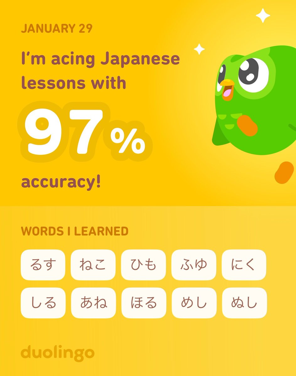 FranLlanquin's tweet photo. I’m learning Japanese on Duolingo! It’s free, fun, and effective. https://t.co/gM0r97zOgi