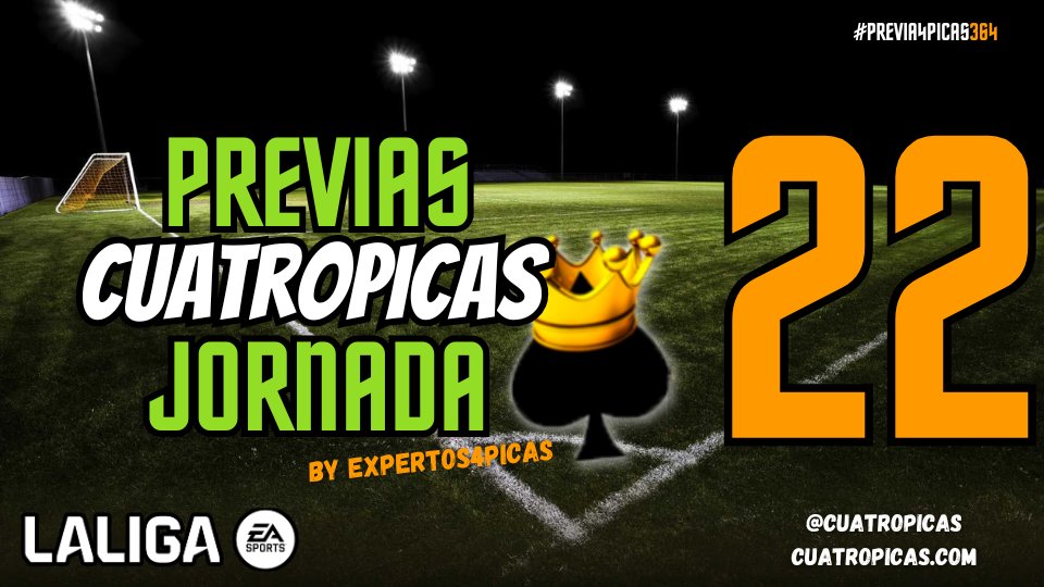🥸🥸🥸

Alegrías y tristezas tras la semana europea 🇪🇺, ya está aquí la Previa de la Jornada 22🔥🔥

La mejor previa 🚦 de los mejores expertos 👨🏻‍💻👨🏻‍💻 en <a href="/cuatropicas/">Cuatro Picas ♠️</a> 🤩

Cronistas 📊 11 probables 🎯 Recomendados 🔝

Gana 🏆 tu liga con nuestra ayuda 🤓👇🏻

cuatropicas.com/2026/01/30/pre…