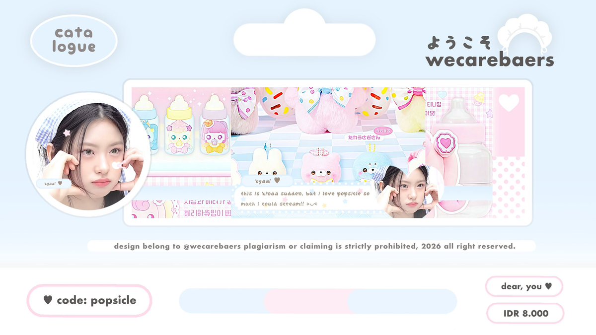 wecarebaers's tweet image. help repost ! timamaci &amp;gt;ᴗ&amp;lt;

👩🏻‍🍳 ⓘ heeelloo! aku open titip dan sekalian kenalan anak-anak baru :3 here my new catalogues ⭐️ candybell, popsicle, bonbon &amp;amp; anpan with special price ♡ IDR — start 6.OOO! 

: scroll down for more details. 🍽️
#zonauang