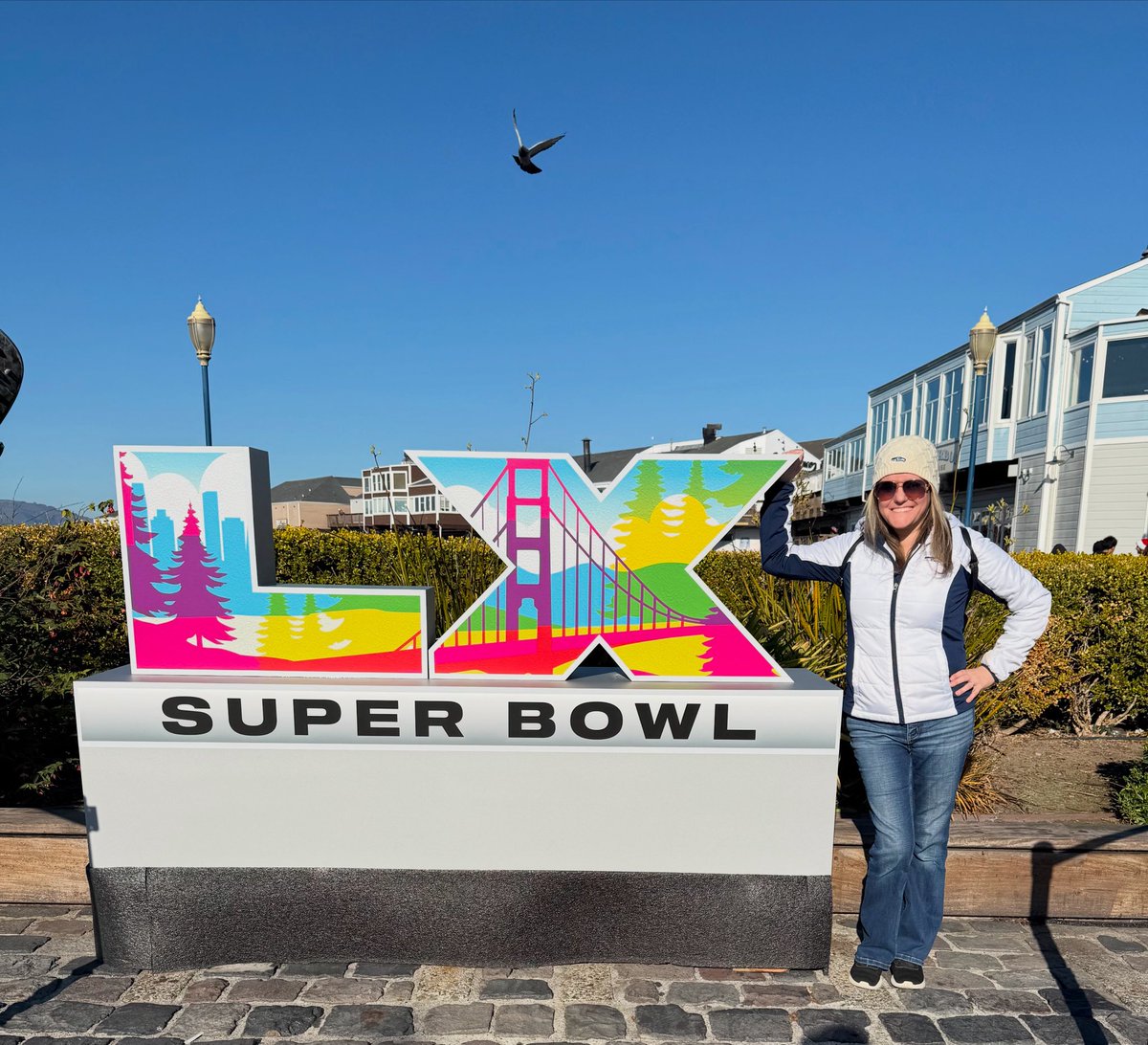 Tara_Homfeldt's tweet photo. Statue at Pier 39 in San Fran. Picture taken in November. Funny how a bird photo bombed. Coincidence? Don’t think so. It was fate! Seahawks are going to their 4th Super Bowl and about to have their 2nd Lombardi Trophy in 10 days. Redemption time! GO HAWKS and #MOB https://t.co/Ixn0A8IG1k