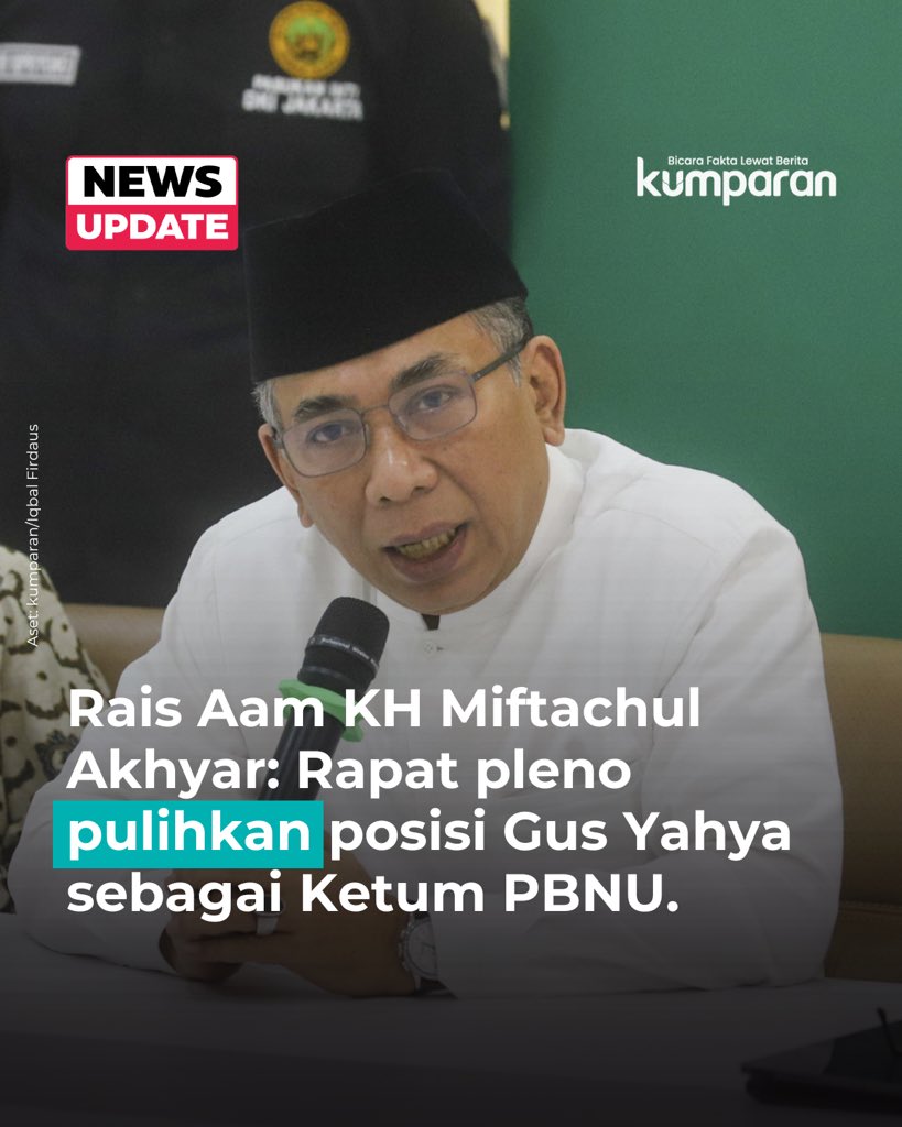 Pengurus Besar Nahdlatul Ulama (PBNU) menggelar Rapat Pleno yang dipimpin Rais Aam PBNU KH Miftachul Akhyar di Gedung PBNU, Jakarta, Kamis (29/1). Rapat pleno ini memutuskan meninjau kembali keputusan rapat pleno 9 Desember 2025 serta memulihkan kembali posisi KH Yahya Cholil