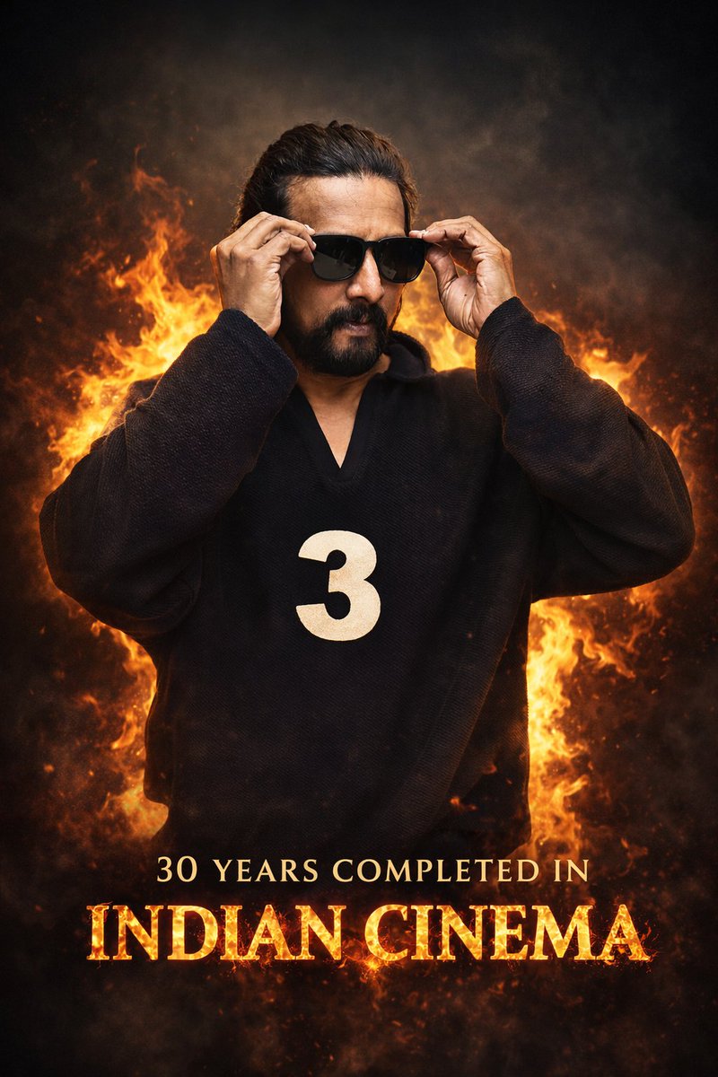 MoviesUpdate07's tweet photo. "Unleashing the spirit of adventure! Celebrating 30 glorious years of Kiccha Sudeep's legendary cinematic journey. Here’s to epic tales, unforgettable characters, and the thrill of action! 🗡️✨

 #KicchaSudeep #30YearsOfExcellence https://t.co/Ie9cObc204