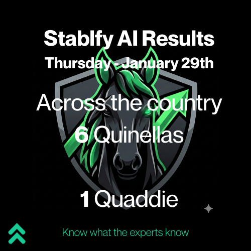stablfy's tweet image. StablfyAI had some great results yesterday - including the #quaddie at 
@DoombenRacing
#racingtips #stablfy #insights #getonboard
Know what the experts know
Free to download and sign up - no credit card or email required