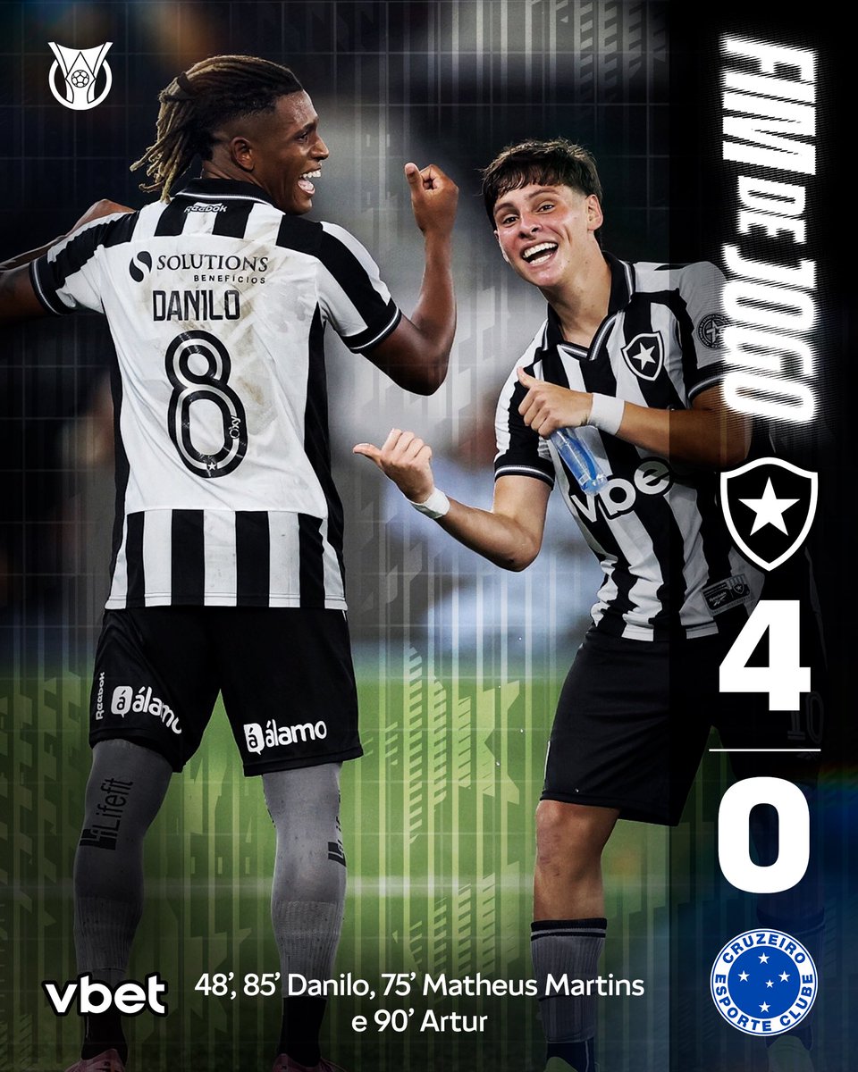 GOLEEEAAAADA NA ESTREIA! 🔥🏟️

EM GRANDE NOITE DE FUTEBOL, BOTAFOGO SE IMPÕE NO NILTON SANTOS E VENCE O CRUZEIRO POR 4 A 0! GOLS FORAM MARCADOS POR DANILO (2), MATHEUS MARTINS E ARTUR! VAAAAAMOOOOOS! 🚀 #VAMOSBOTAFOGO