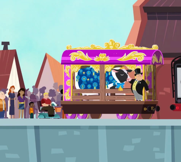 You can tell how much the animation budget in AEG increased between Seasons 1 and 4 by comparing Thomas Blasts Off to Moo-ving Friendship. In the former, zero humans come to watch the rocket take off, but in the latter, a full crowd comes to see... A COW.