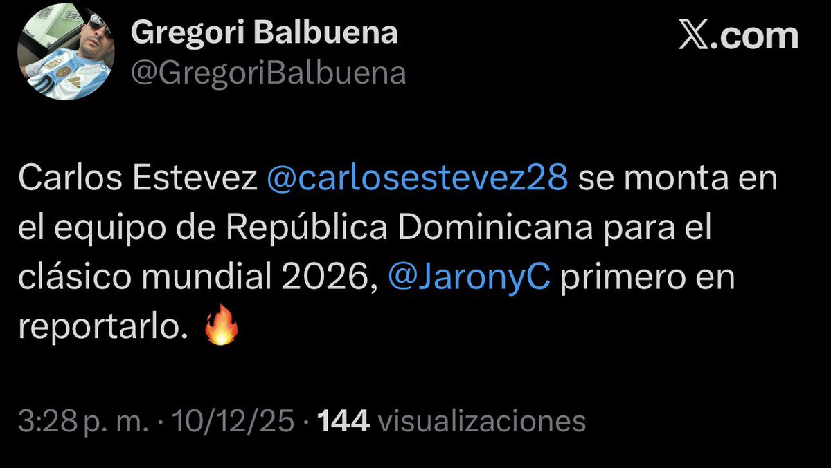 El 10 de diciembre y hoy lo confirma <a href="/_losdominicanos/">Selección Dominicana de Béisbol</a> ya la información no la manejan los del monopolio de la crónica. 🤷🏻‍♂️ cc <a href="/JaronyC/">𝕏🎮🇩🇴DominicanNoobie🇩🇴🎮𝕏</a>