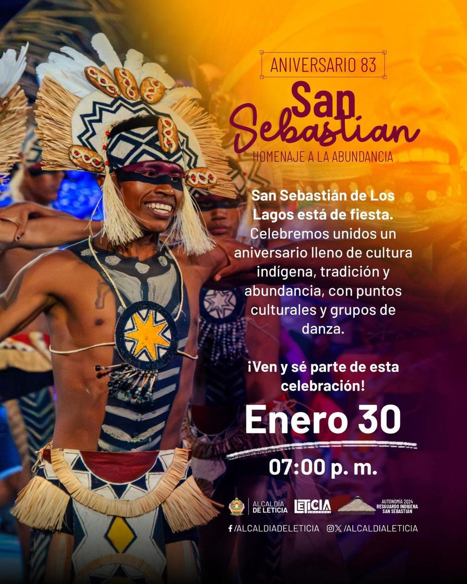 RadNalCo's tweet photo. #Regiones | 🎉 San Sebastián de los Lagos está de fiesta. Invitamos a la ciudadanía leticiana a vivir este encuentro de pueblos indígenas del Amazonas, donde la tradición, la música y la danza son expresión viva de identidad, memoria y cultura. 🪘🌿 https://t.co/pBmxLzLYgo