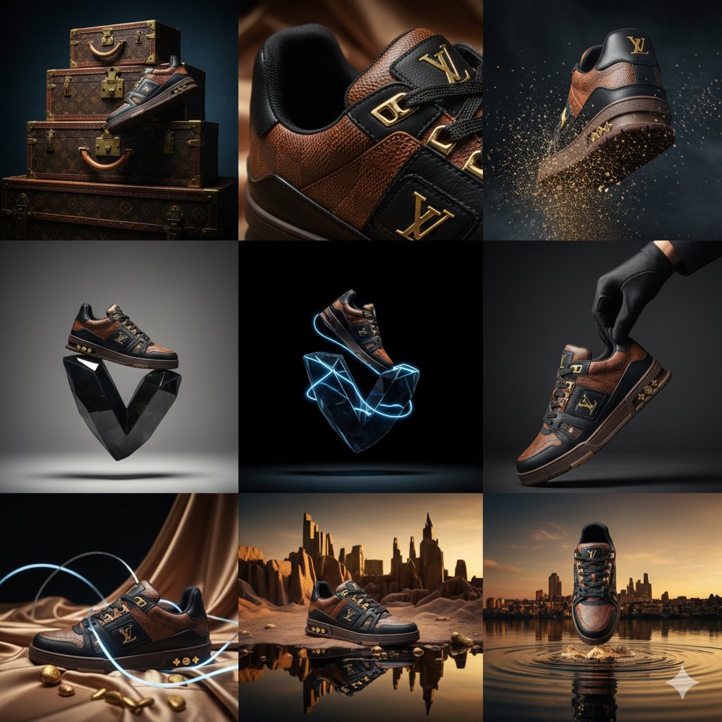 Lovart prompt result: How Nano Banana Pro Transformed My Louis Vuitton Sneaker Visuals