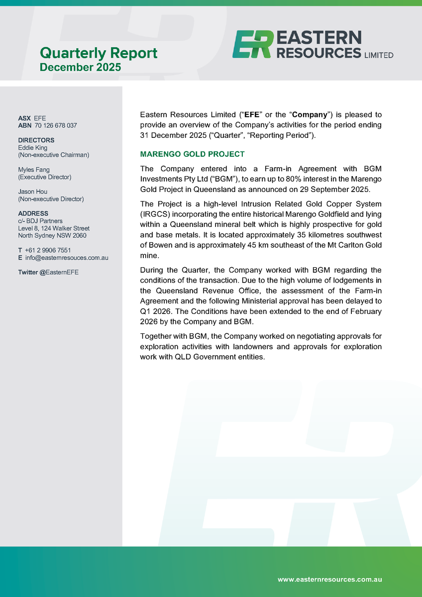EasternEFE's tweet photo. We are pleased to provide an overview of the Company's activities for the period ending 31 December 2025.

Read more: https://t.co/NxuxdAbLa4

https://t.co/oXpPPKUSoh $EFE https://t.co/YeRs6ez18X