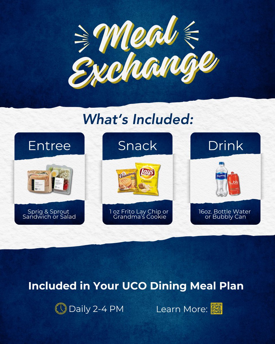 Afternoon hunger? We’ve got you!

Use one meal swipe from 2–4 PM in the Markets to exchange for select snacks and drinks!