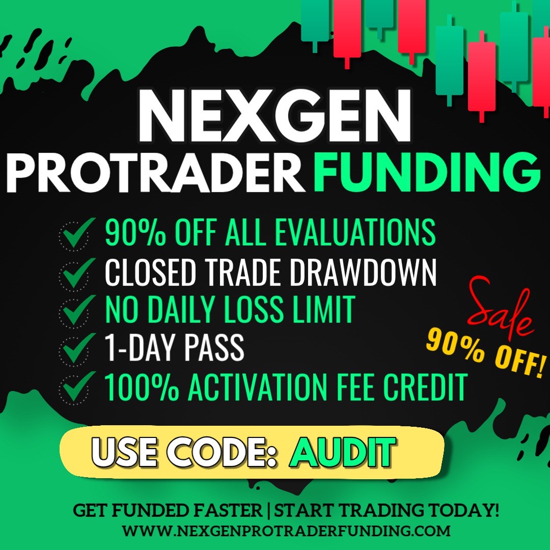 🔥 NEXGEN FUNDING Biggest Offer  🔥

Get our largest discount &amp; best bonus credit of the year 🎉

👉 Use Promo Code: AUDIT at Checkout with <a href="/nexgenprotrader/">Nexgen ProTrader Funding</a>

✅ 90% OFF Evaluation Cost
✅ 100% Activation Fee added to your Semi/Live Balance
✅ 100% First Month Evaluation Cost