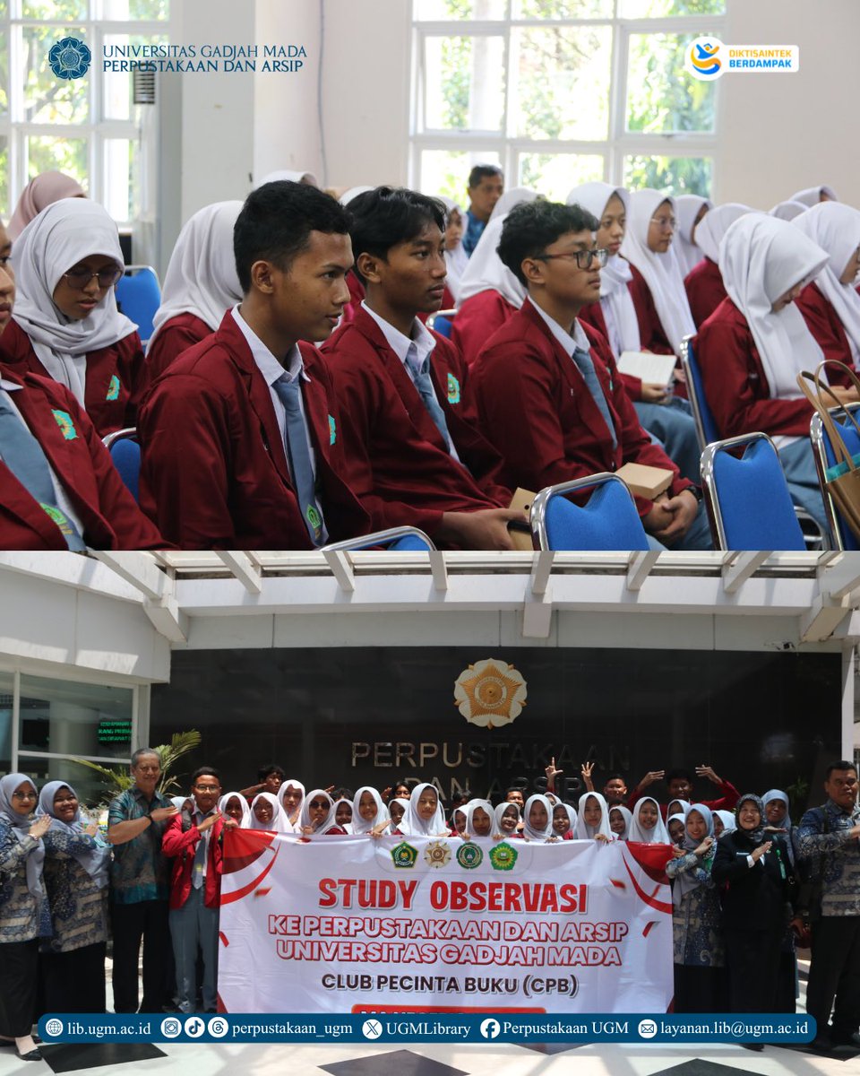 Perpustakaan dan Arsip Universitas Gadjah Mada menerima kunjungan edukatif dari MAN 1 Sragen yang terdiri atas siswa dan pegawai madrasah pada Kamis, 29 Januari 2026, bertempat di ruang seminar Perpustakaan dan Arsip UGM.