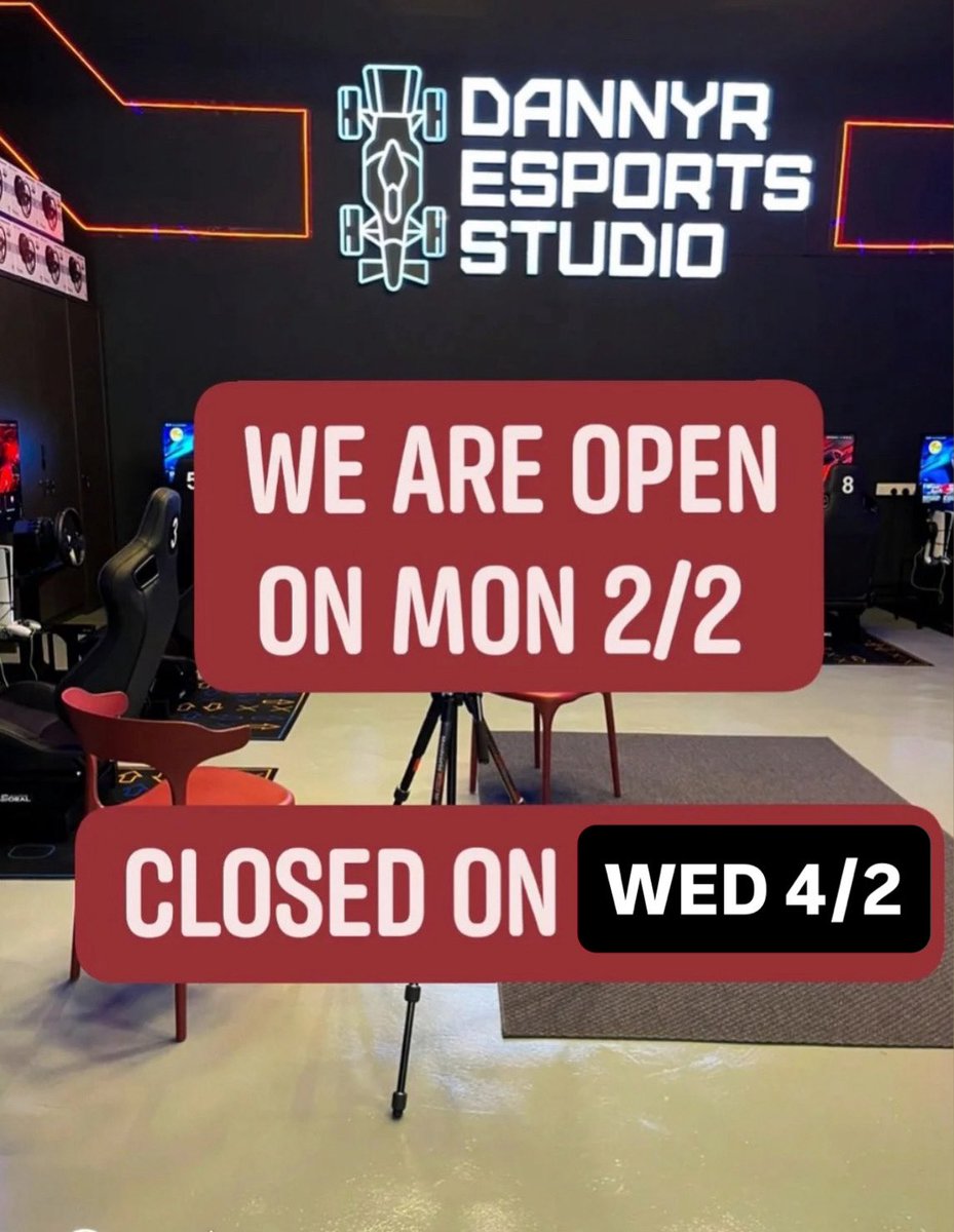 ANNOUNCEMENT!
In conjunction with the Thaipusam and Federal Territories Day, we will be open next Monday (2/1/2026)! With that, we will be closed on next Wednesday (4/2/2026)! Thank you guys and hope to see you enjoy the thrill of sim racing at DannyR Esports Studio!