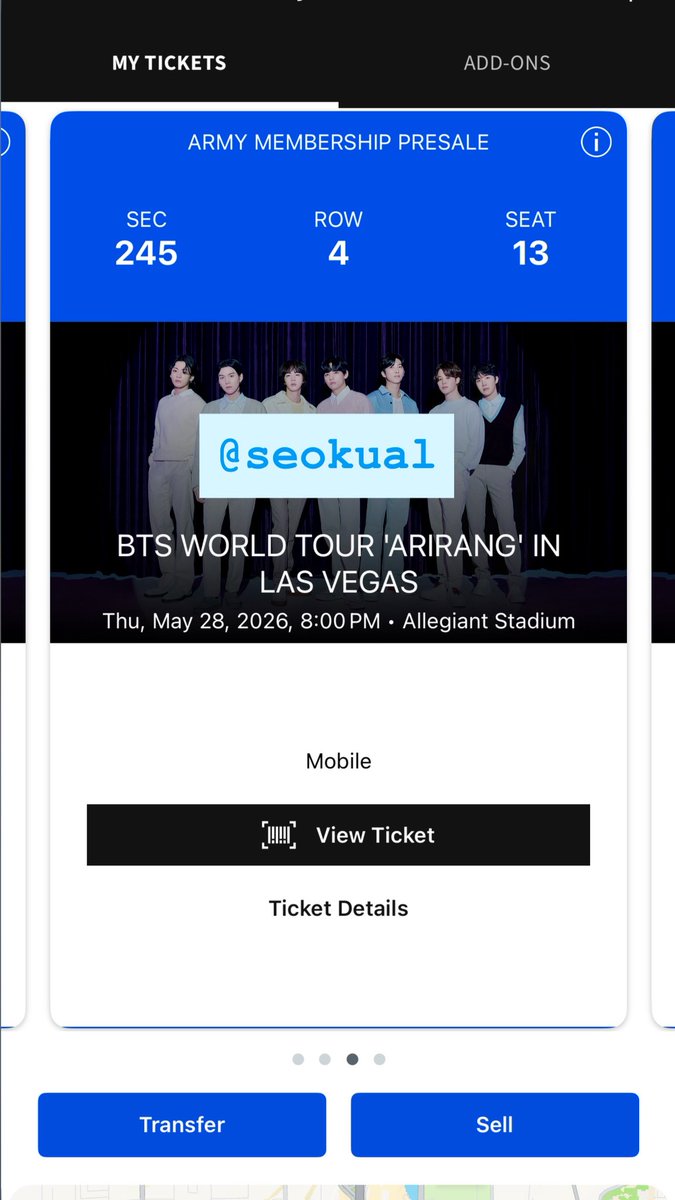 seokual's tweet photo. WTS 2 tickets for BTS day 4 in Las Vegas ! each ticket is $275 or $550 together! preferably payment through paypal or venmo! pls dm if interested :) willing to send proof as well!! https://t.co/ECfrjUCcQs